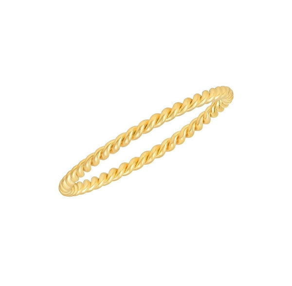 A gold-filled twist ring with a braided or twisted design, suitable for sensitive skin.