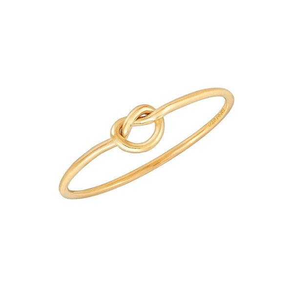 A gold-filled knot ring with a round band and a visible gold-filled knot design at the top center.