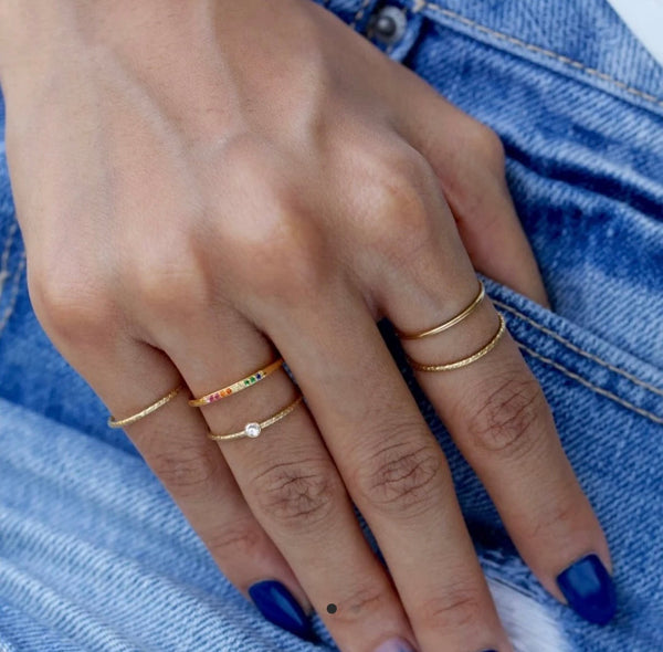 Gold Filled Clear Bezel Stackable Ring