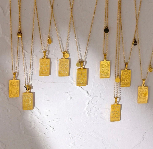 Stainless Steel Zodiac Necklace 18k Gold Plated Waterproof Byou Designs