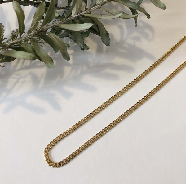 Waterproof Stainless Steel Gold Curb Necklace