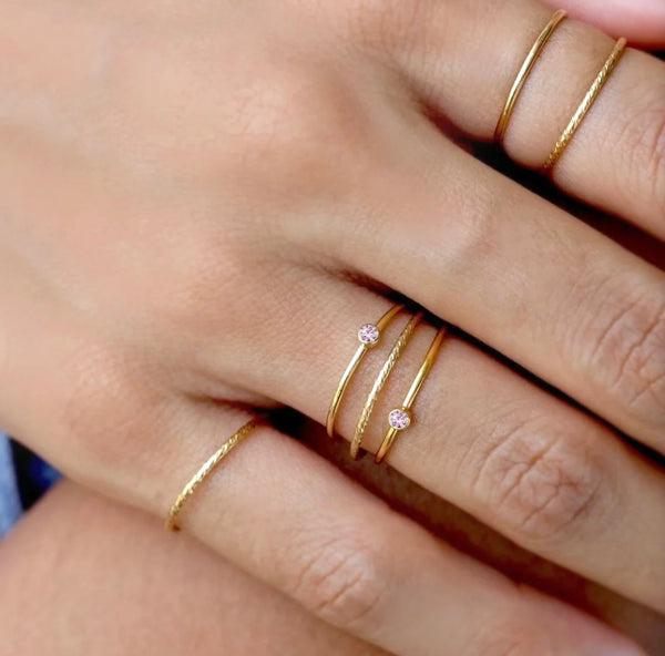 Gold Filled Pink Bezel Stackable Ring