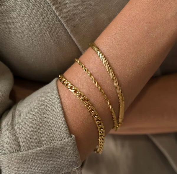 18k Gold Plated rope Bracelet Stainless Steel 
