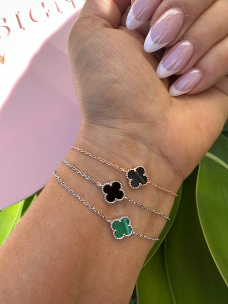 Bianca Black Clover Sterling Silver Bracelet
