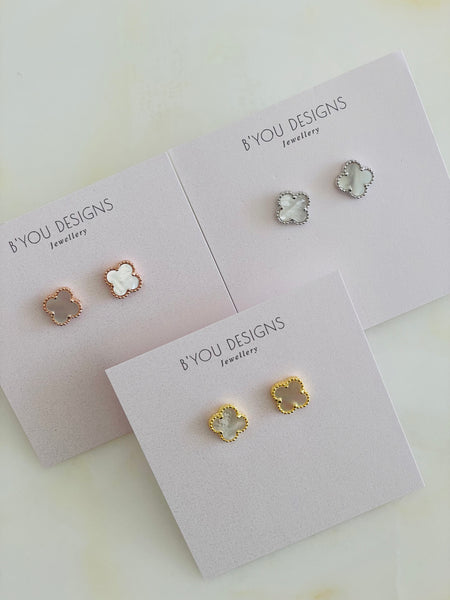 Bianca Clover Mother of Pearl Earrings Silver