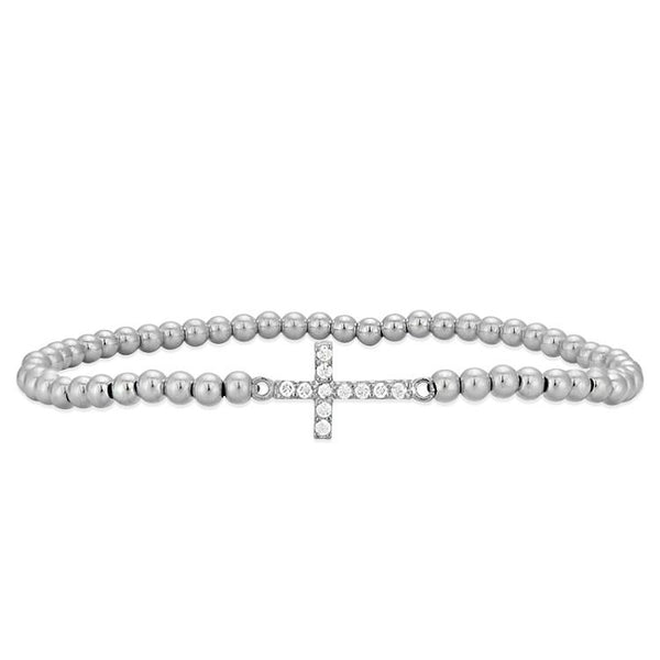 Faith Cross Stretch Bracelet Sterling Silver - Byou Designs