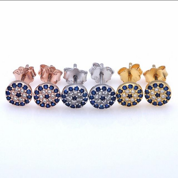 SOPHIA PETITE EVIL EYE EAR STUD EARRINGS STERLING SILVER - Byou Designs