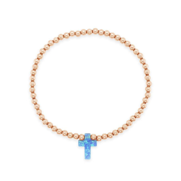 Grace Cross My Heart Sterling Silver Bracelet Opal Cross