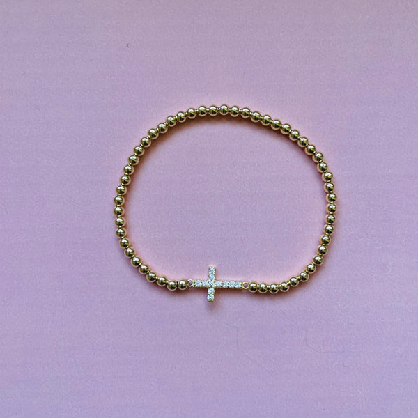 Gold Filled Non Tarnish 3mm Beaded Stretch Bracelet Handmade